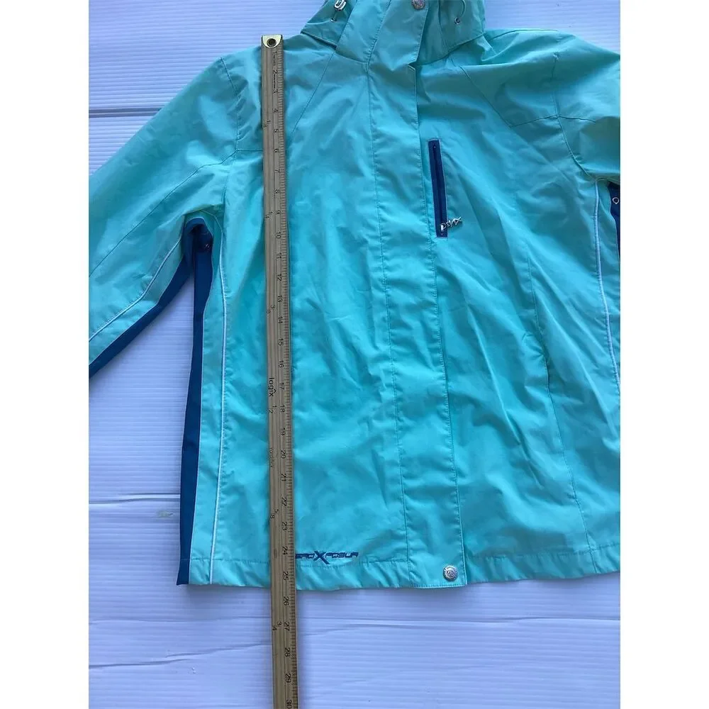 ZeroXposur Women's Aqua‎ Blue Hooded Rain Jacket Windbreaker Size S